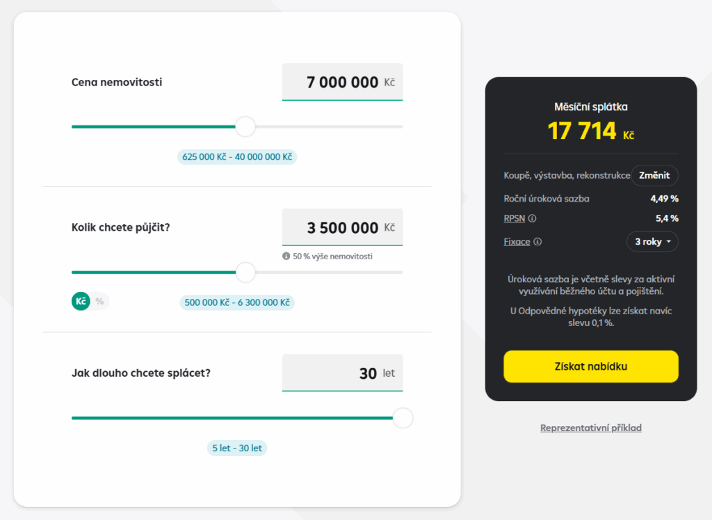 Svou vlastní úvěrovou kalkulačku nabízí i Raiffeisenbank.