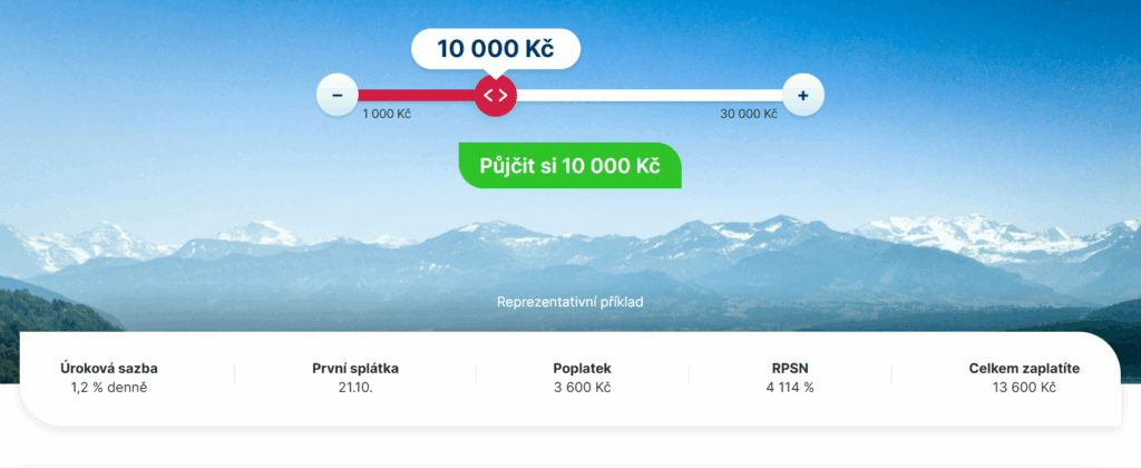 Na webu poskytovatele je online kalkulačka, díky níž si lze spočítat, kolik se za půjčku zaplatí.