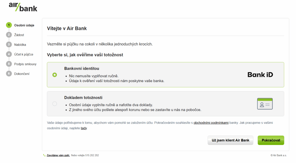 Air Bank umožňuje sjednat půjčku či kontokorent rychle, online a zdarma.
